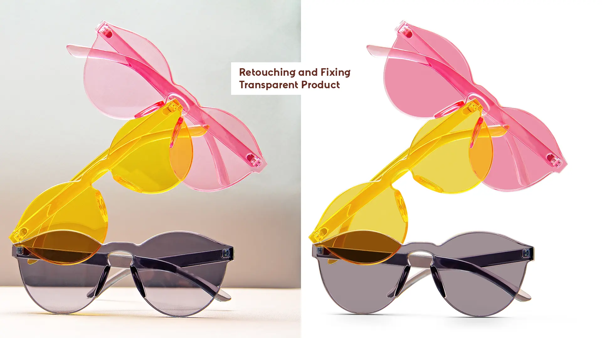 Transparent product clipping path service for glass perfume bottles and plastic items, realistic edge deep etch with preserved transparency and clean background for eCommerce images