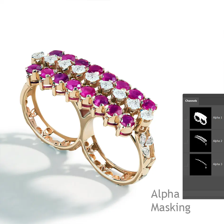 Photoshop masking service showing clean hair edge retouch with no halo