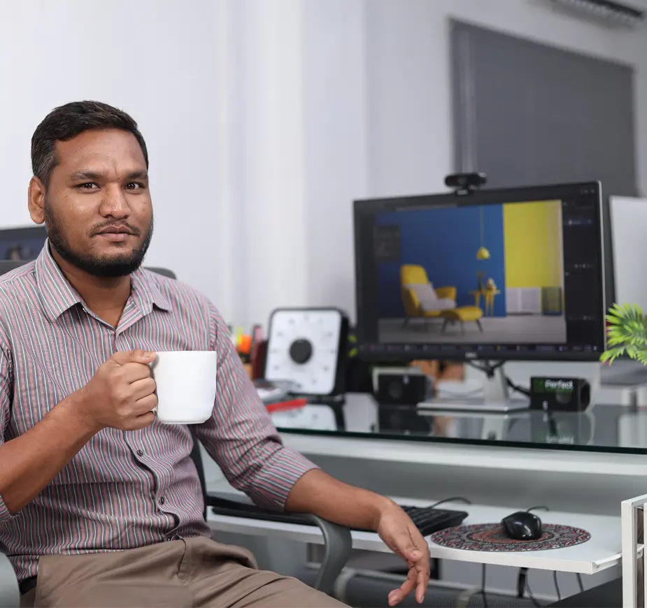 Photoshop masking production workflow showing same day delivery and consistent batch quality