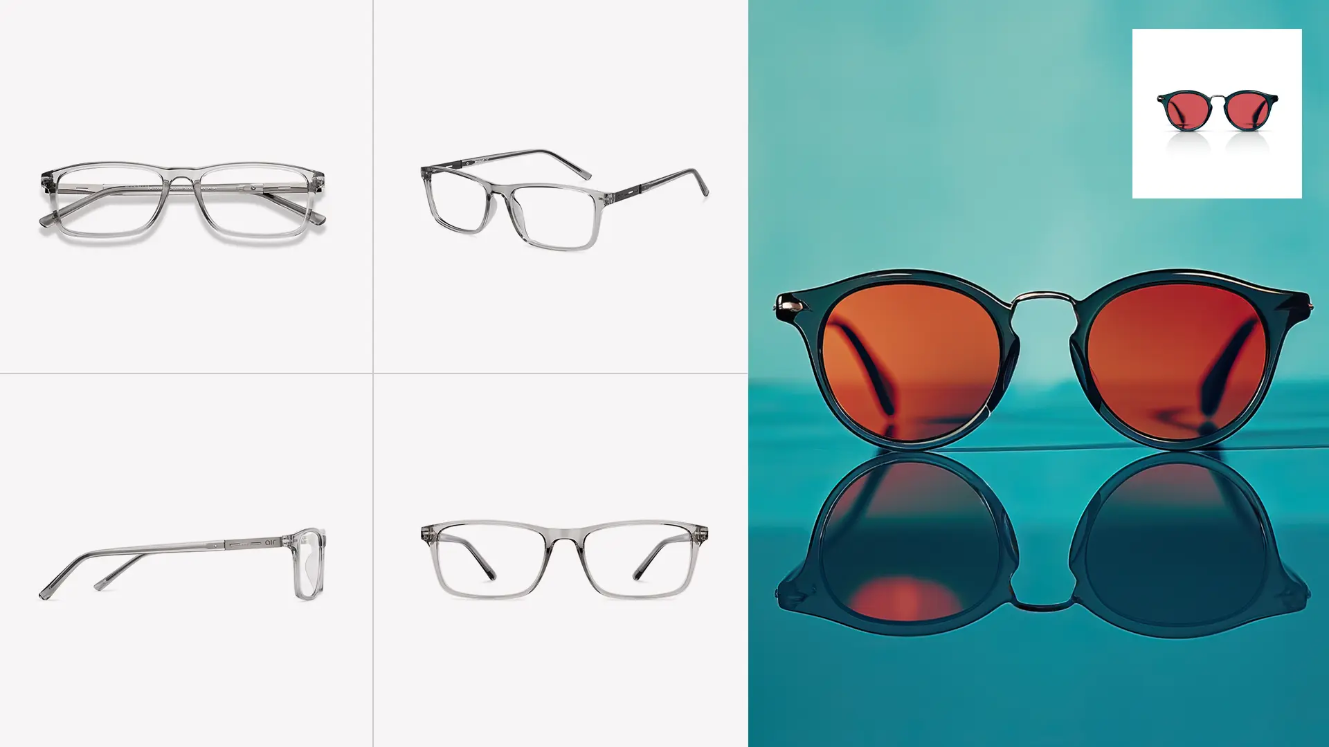 Eyewear retouching with advanced masking for lenses and frames